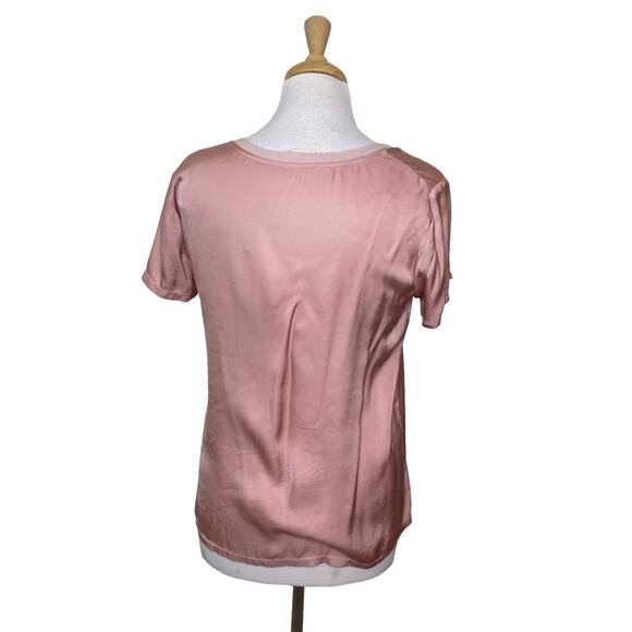 NATION LTD June Sateen V Neck Top in Latte Pink Size Small - Picture 4 of 14